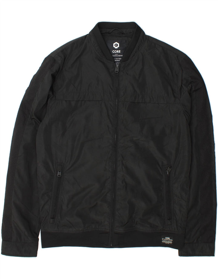 JACK & JONES Mens Bomber Jacket UK 36 Small Black Polyester Vintage Jack & Jones and Second-Hand Jack & Jones from Messina Hembry 