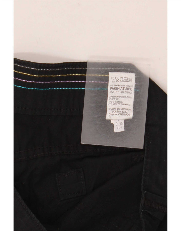 Marks & Spencer Pantalon capri droit pour femme UK 12 Medium W32 L20 Noir