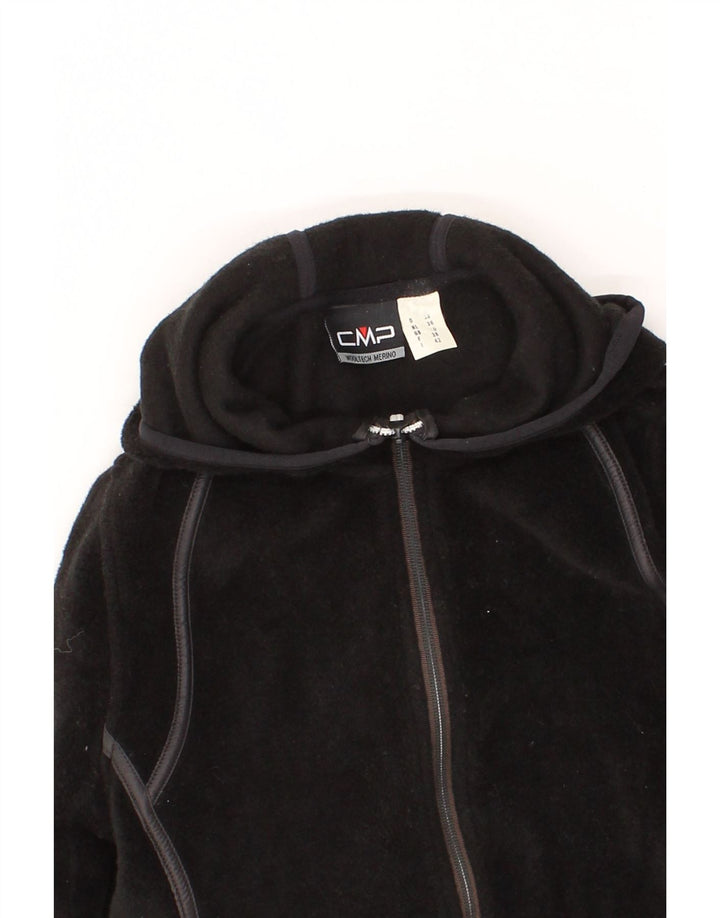 CMP Womens Hooded Fleece Jacket UK 10 Small  Black Polyester Vintage CMP and Second-Hand CMP from Messina Hembry 
