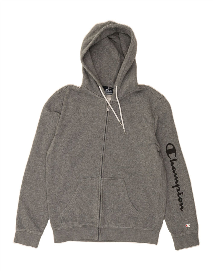 CHAMPION Mens Graphic Zip Hoodie Sweater Medium Grey Cotton Vintage Champion and Second-Hand Champion from Messina Hembry 