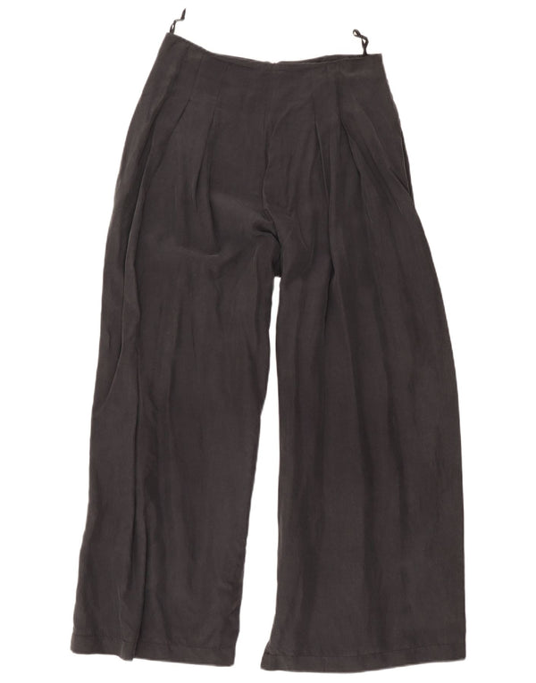 vintage Womens Pegged Cropped Pantalon UK 12 Moyen W30 L26 Soie Grise