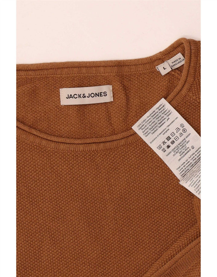 Jack & Jones Pull à col rond pour homme en coton marron Taille L