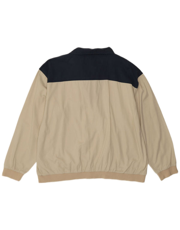 Polo vintage à manches longues pour hommes 2XL Beige Colourblock