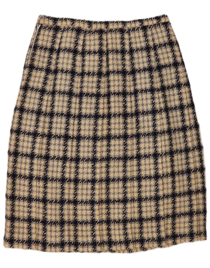VINTAGE Jupe trapèze femme W30 carreaux beige moyen