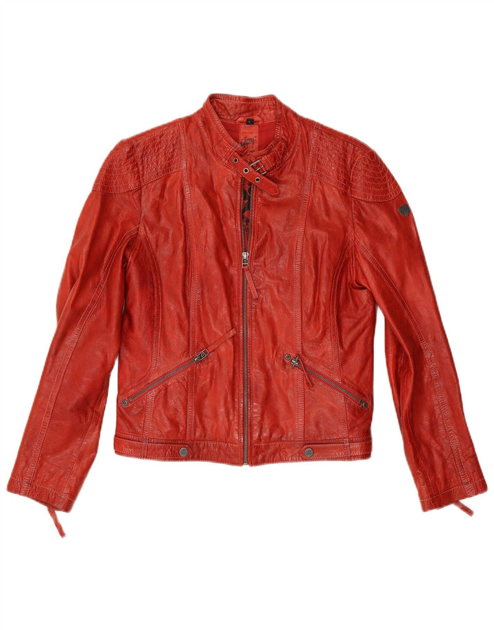 Gipsy Veste en cuir courte pour femme UK 14 Large Rouge