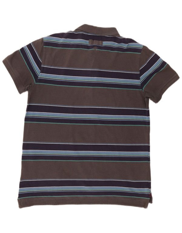 Fat Face Polo Homme Large Gris Rayé Coton