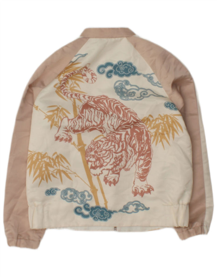 Zara Womens Bomber Jacket UK 10 Petit Blanc Floral Polyester