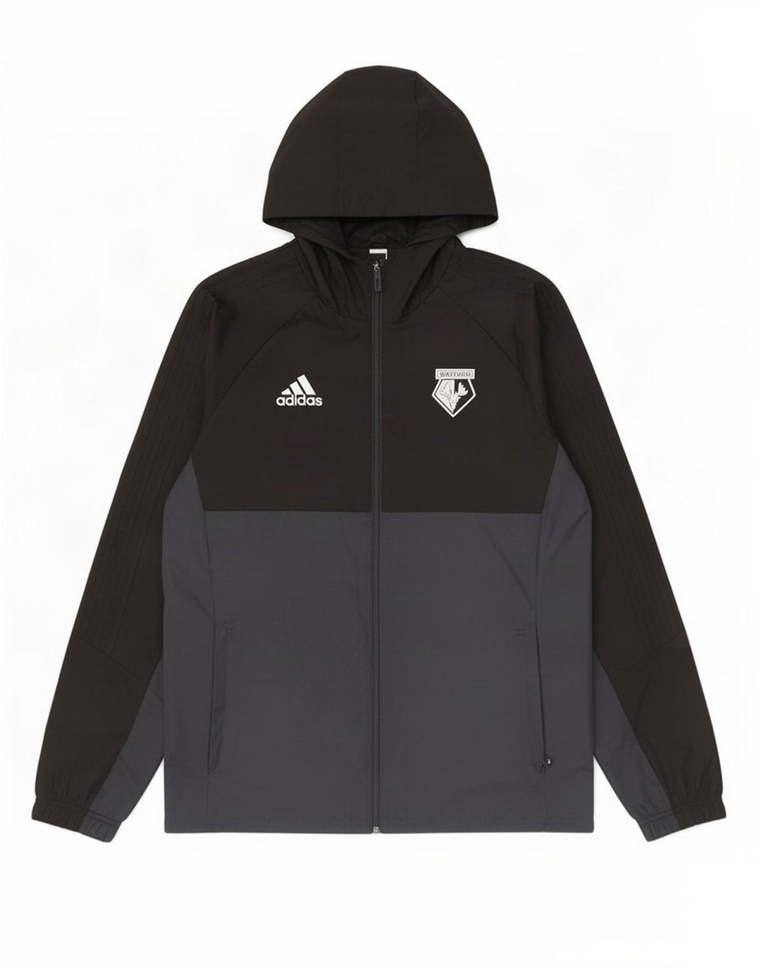 Adidas Veste de pluie à capuche pour homme UK 40 Large Noir Colorblock Polyester