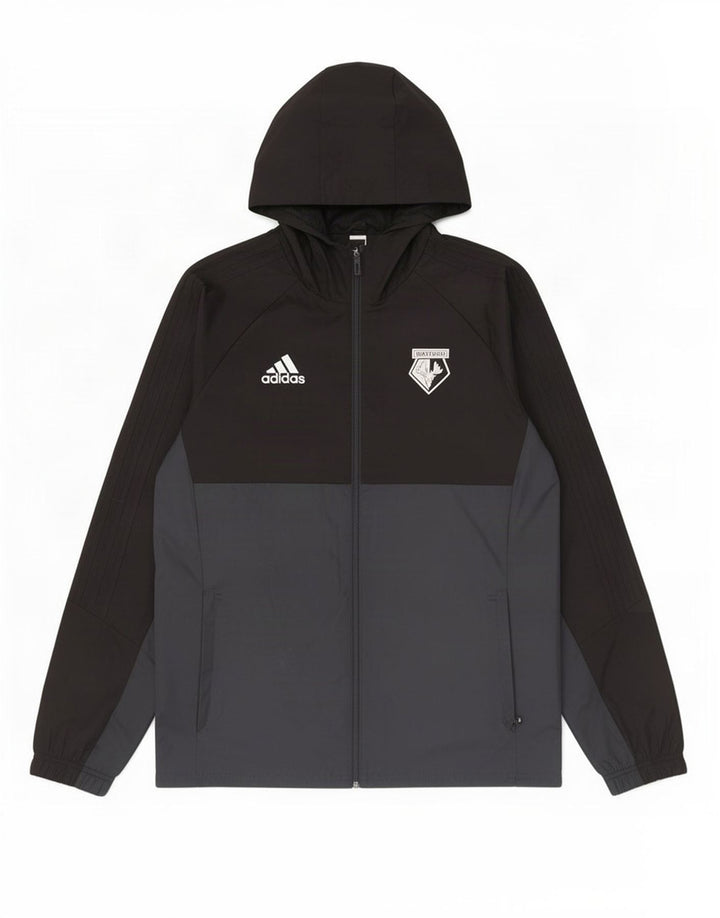 Adidas Veste de pluie à capuche pour homme UK 40 Large Noir Colorblock Polyester