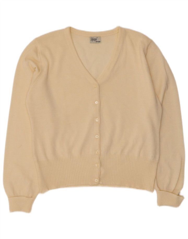 vintage Femme Cardigan Pull EU 40/42 Moyen Off White Wool