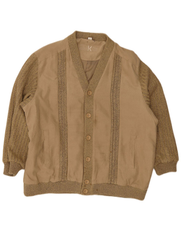 Roger Kent Veste Bomber En Tricot Pour Homme UK 50 5XL Kaki Rayé Polyacrylique