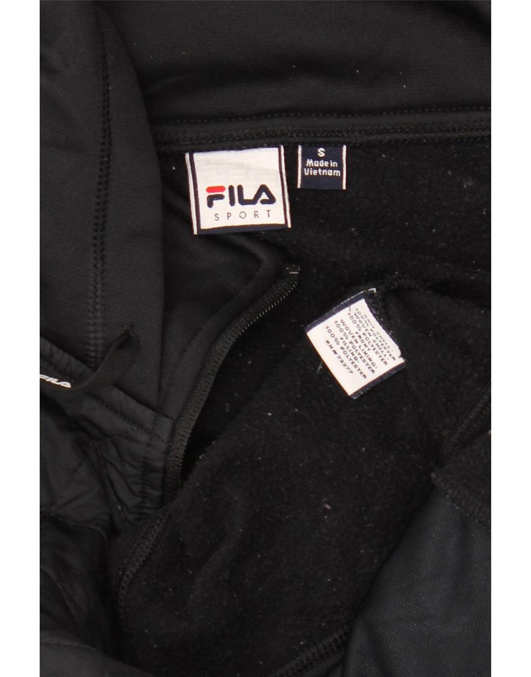 FILA Pull à capuche zippé pour femme UK 10 Small Noir Polyester