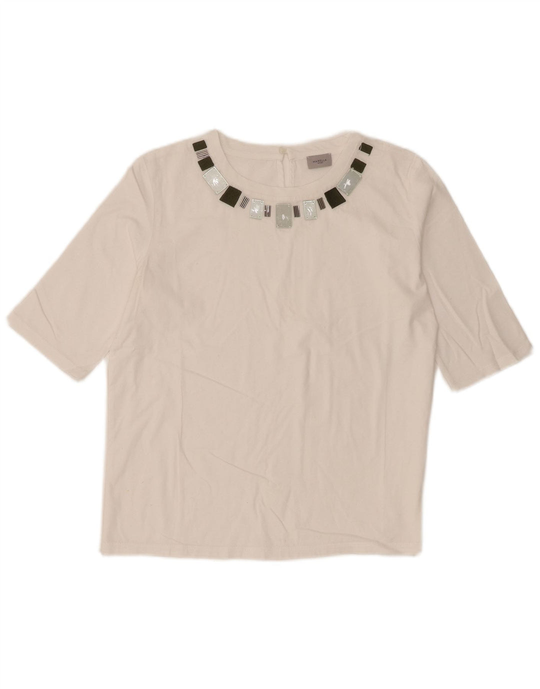 Marella Haut Femme Manches 3/4 UK 12 Moyen Blanc