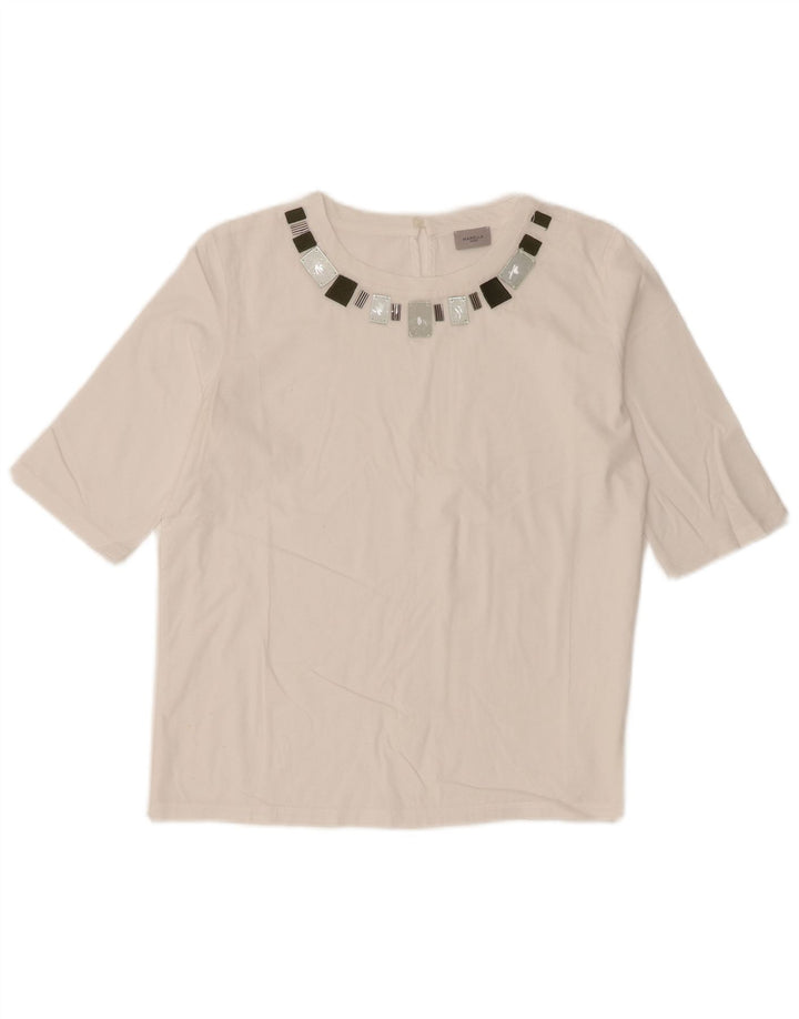 Marella Haut Femme Manches 3/4 UK 12 Moyen Blanc
