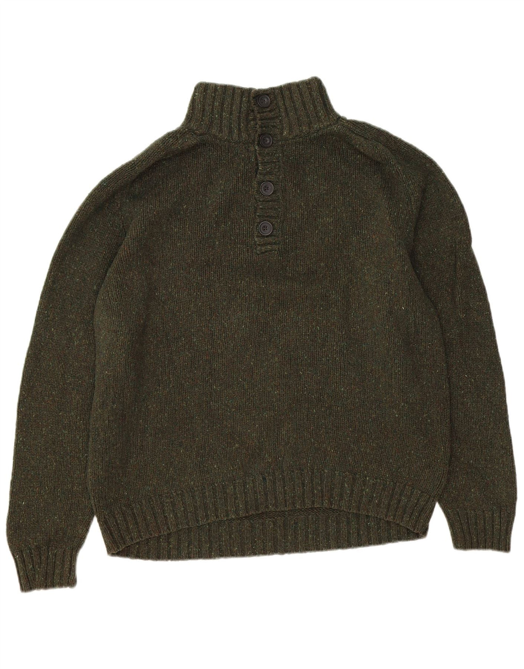 Eddie Bauer Pull à col boutonné pour homme en coton moucheté kaki grand