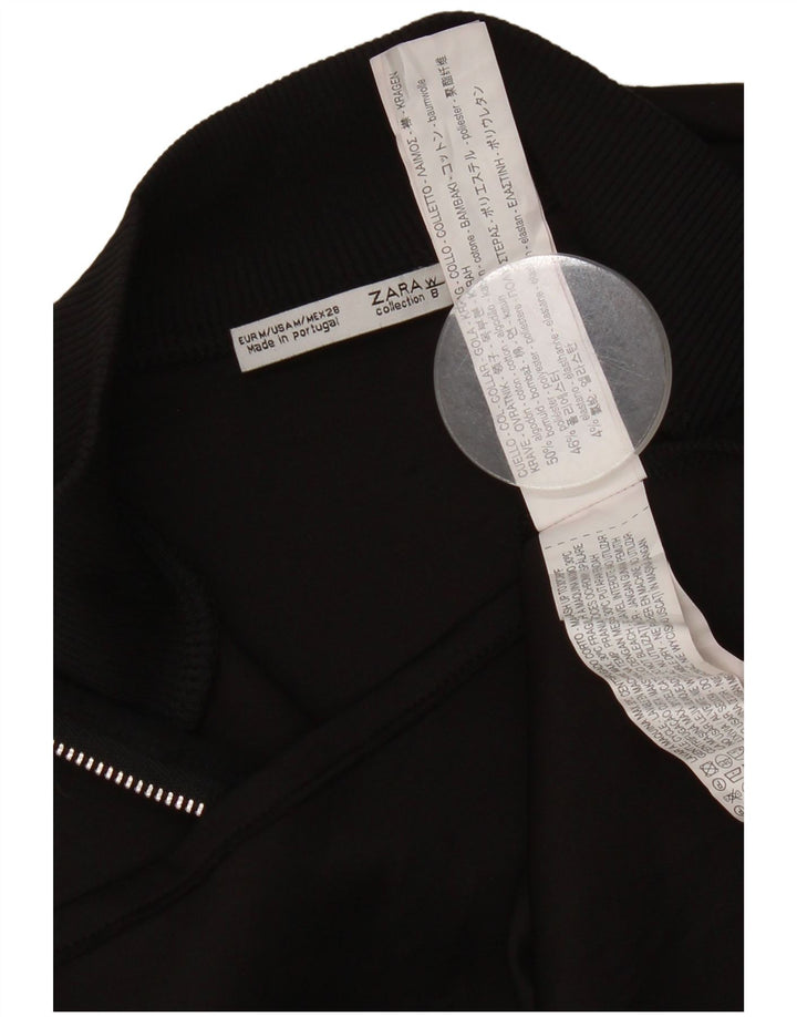 Zara Womens Crop Top UK 12 Coton Noir Moyen