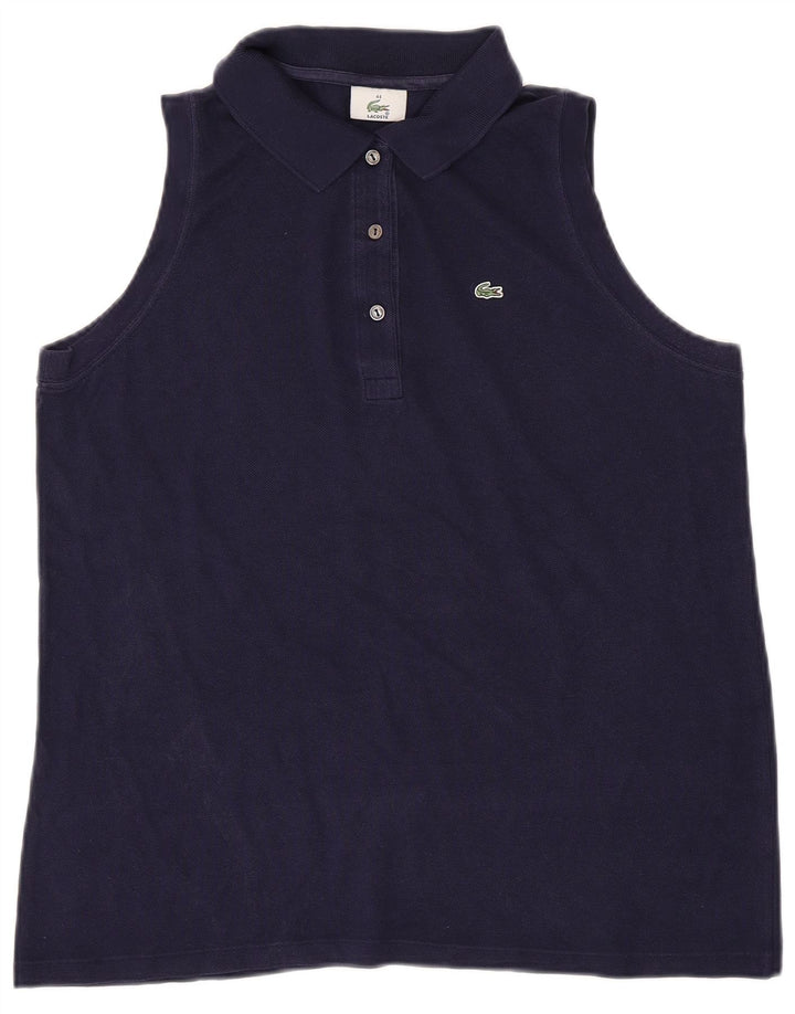 LACOSTE Polo Femme Sans Manches Taille 44 Grand Bleu Marine Coton