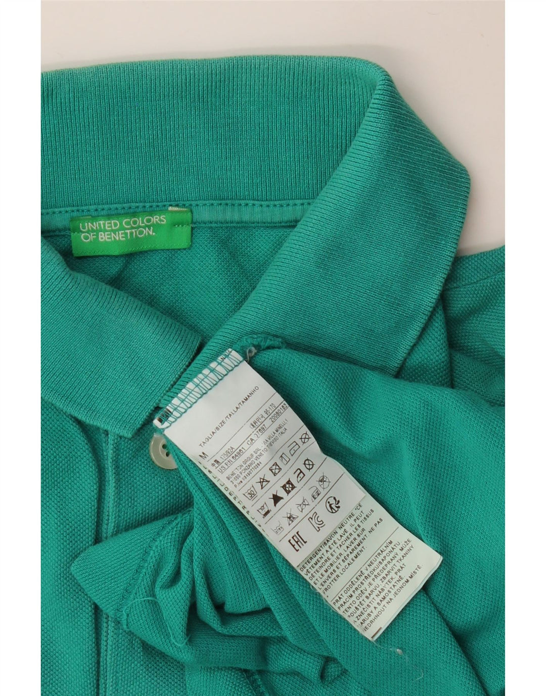 BENETTON Polo Homme Vert Moyen Coton