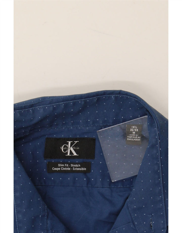 CALVIN KLEIN JEANS Chemise Homme Taille 33/32 15 1/2 Bleu Moyen Tacheté