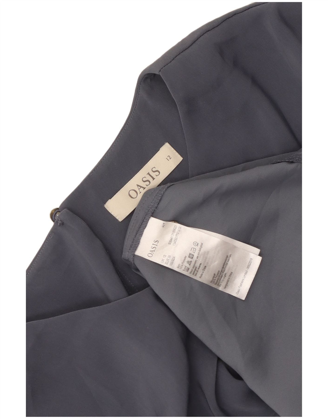 Oasis Chemisier sans manches pour femme UK 12 Gris moyen Polyester
