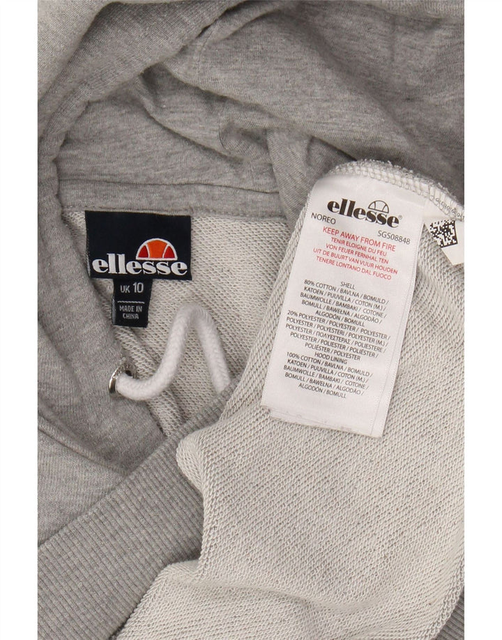 ELLESSE Pull à capuche surdimensionné pour femme UK 10 Petit coton gris
