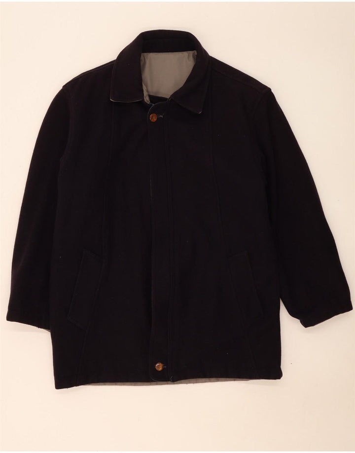 vintage Mens Réversible Coupe-Vent Manteau UK 38 Gris Moyen