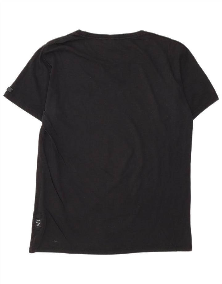 REPLAY T-Shirt Graphique Homme Grand Noir Coton