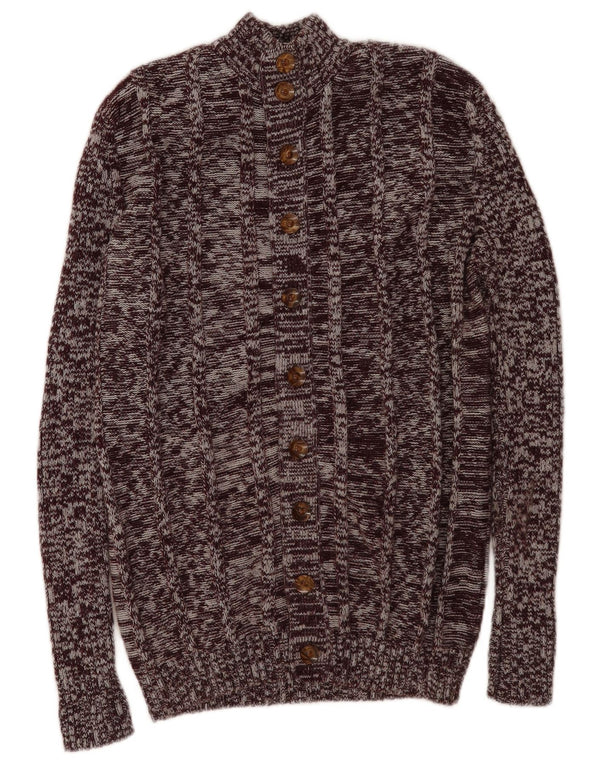 vintage Mens Cardigan Sweater IT 52 Grand Bordeaux Moucheté Acrylique