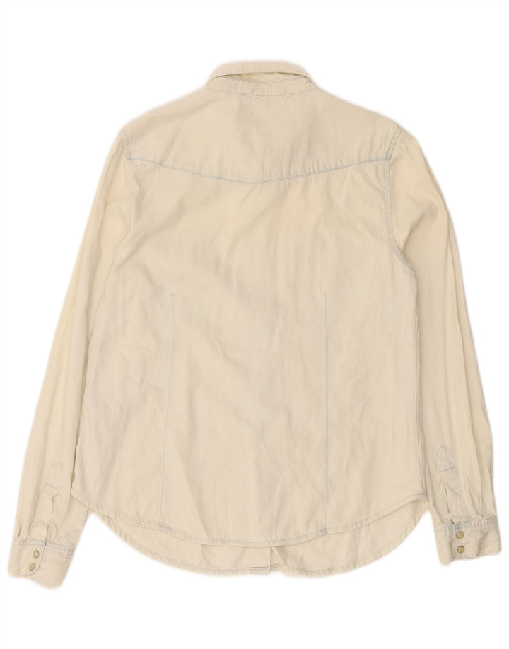 French Connection Chemise en jean pour femme UK 12 Medium Off White Coton