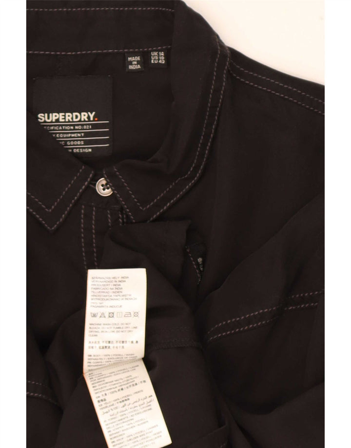 Superdry Chemise Oversize Femme UK 14 Large Noir Lyocell
