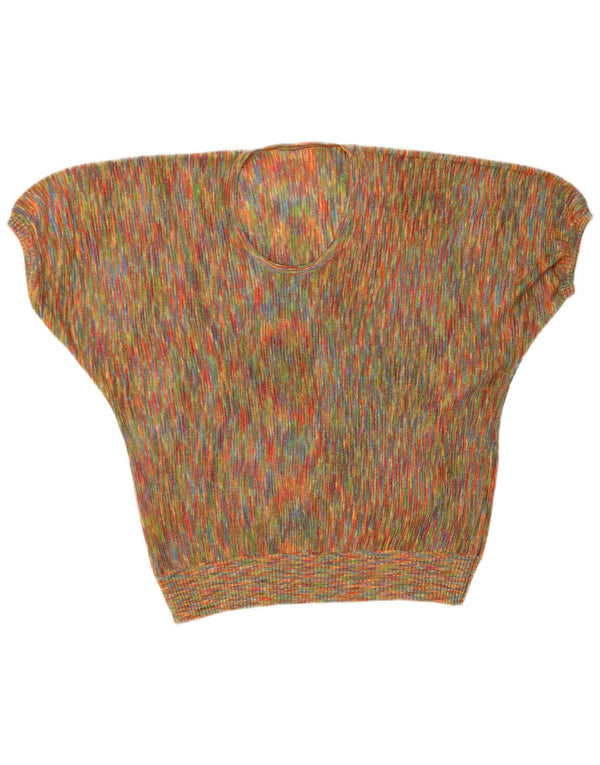 vintage Womens Blouse Top UK 12 Moyen Multicolore Moucheté