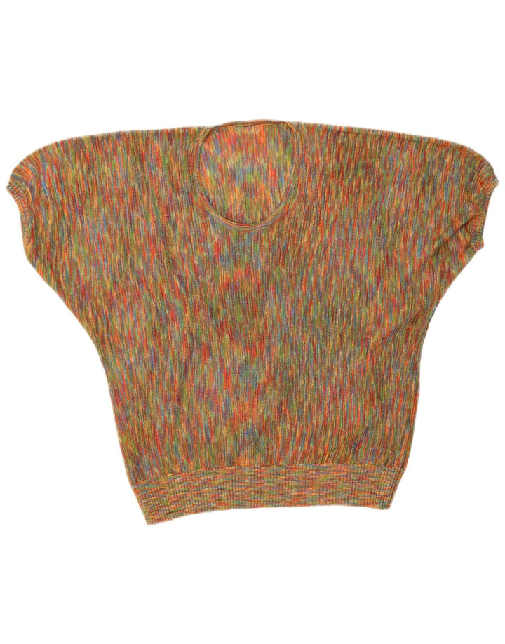 vintage Womens Blouse Top UK 12 Moyen Multicolore Moucheté