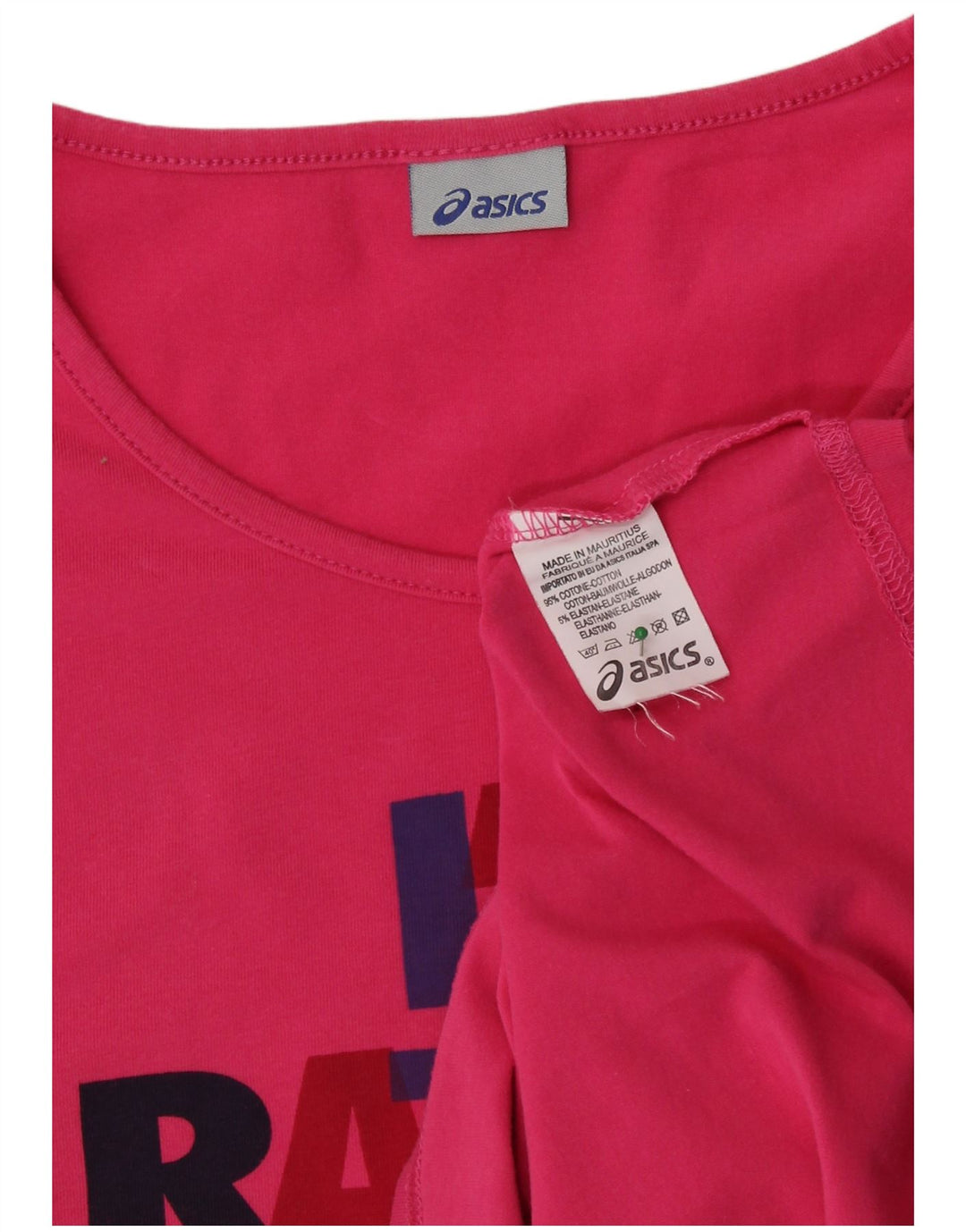 ASICS T-shirt graphique pour femme UK 12 en coton rose moyen