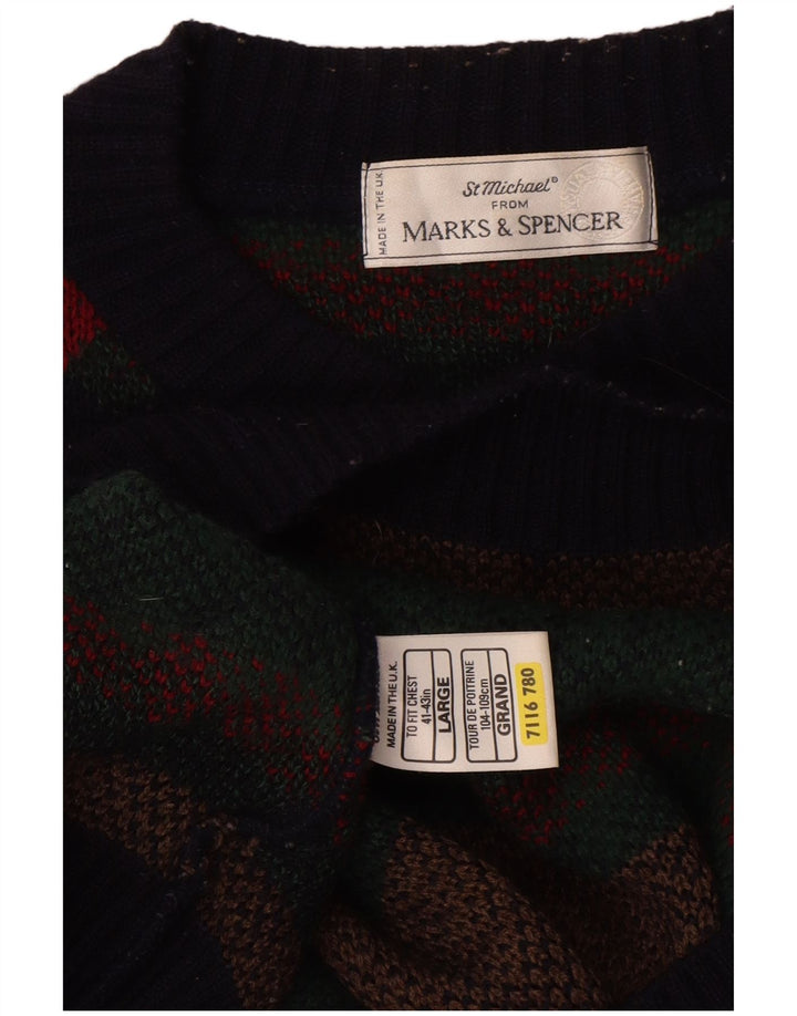 Marks & Spencer Pull ras du cou pour homme, grand, multicolore