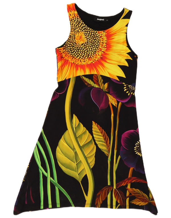 Desigual Robe d'été graphique pour femme UK 8 Petite viscose florale noire