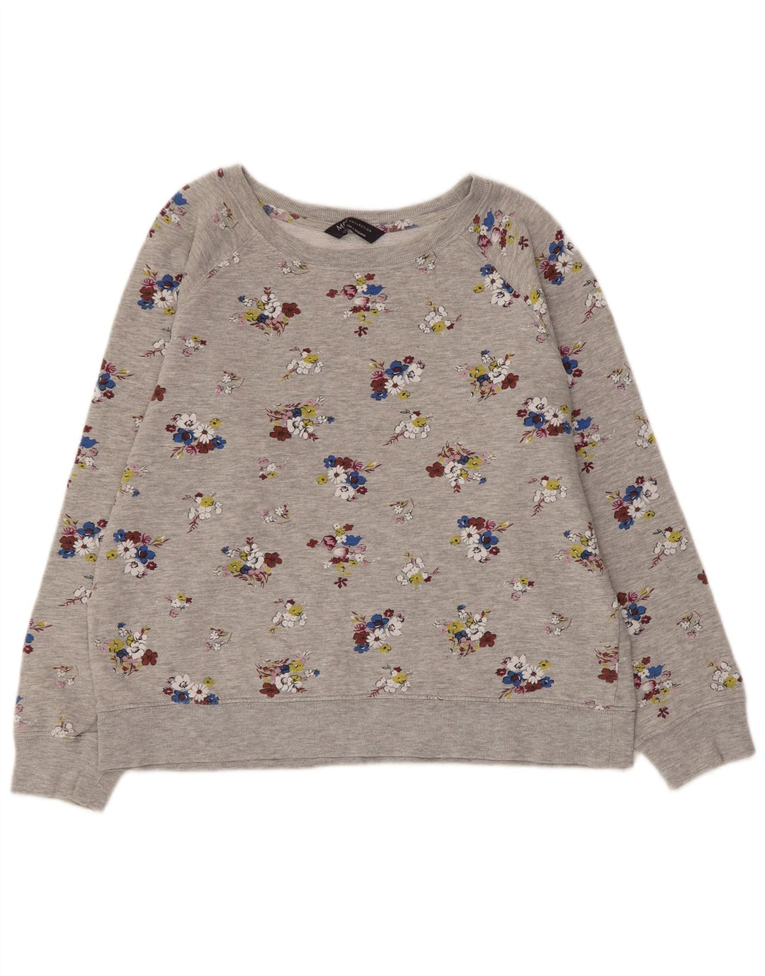 MARKS & SPENCER Sweat-shirt court pour femme UK 12 Gris moyen floral