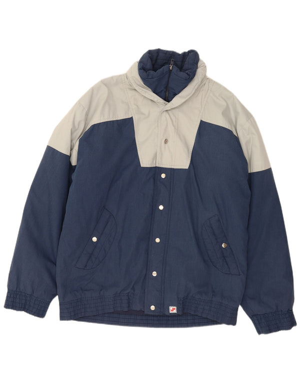 Veste coupe-vent à capuche vintage pour homme UK 44 2XL Bleu Marine Colourblock