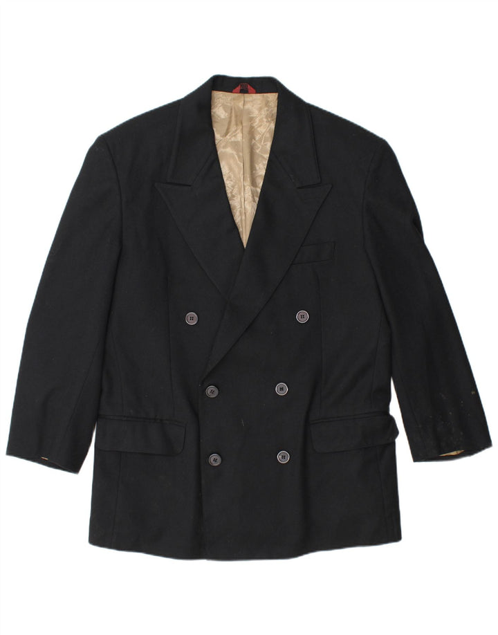 SISLEY Veste Blazer Double Boutonnage Homme UK 38 Laine Noir Moyen