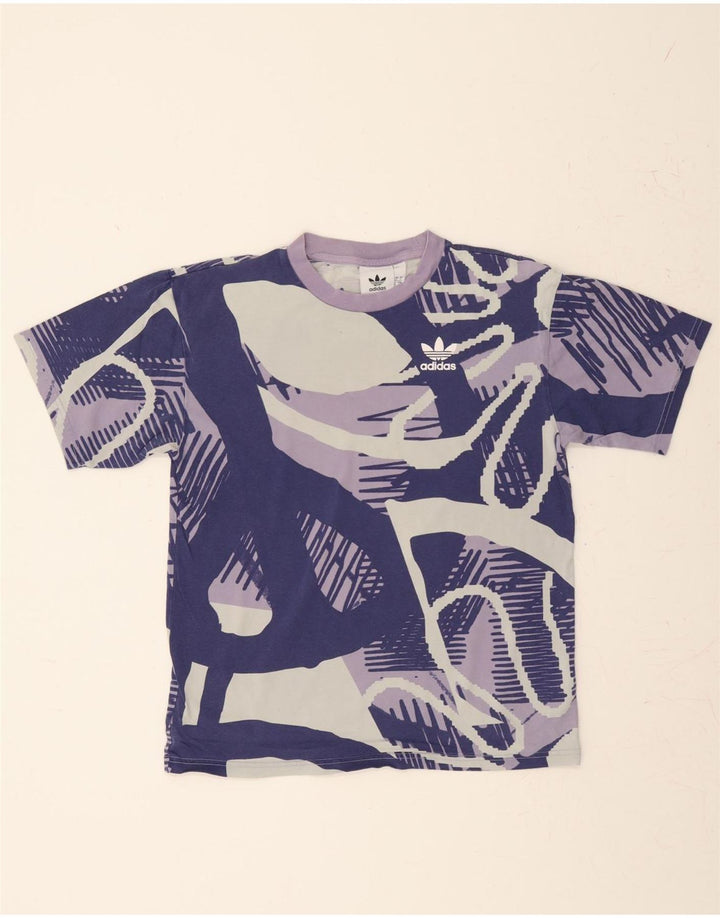 ADIDAS Mens Abstract Pattern T-Shirt Top Small Purple Cotton Vintage Adidas and Second-Hand Adidas from Messina Hembry 