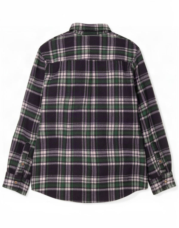 Vintage Mens Fleece Shirt XL Navy Blue Check Polyester