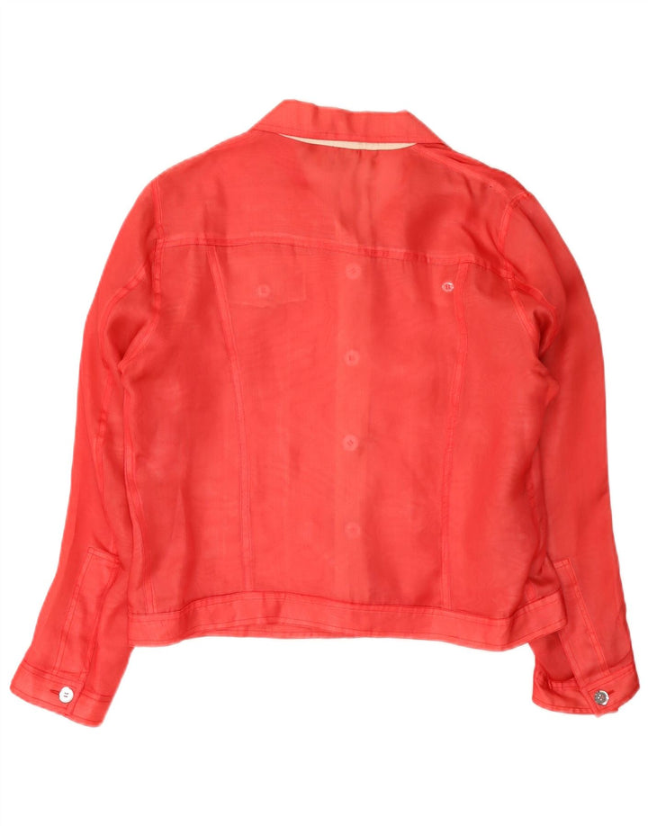 ADRIAN'S CAPRI Veste Bomber Femme UK 14 Soie Rouge Moyenne