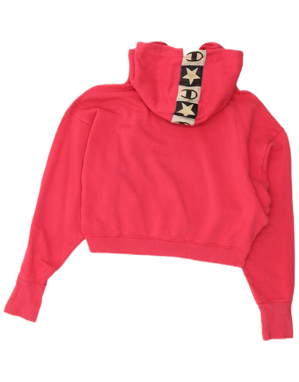 Champion Pull à capuche court graphique pour femme UK 14 Coton rose moyen