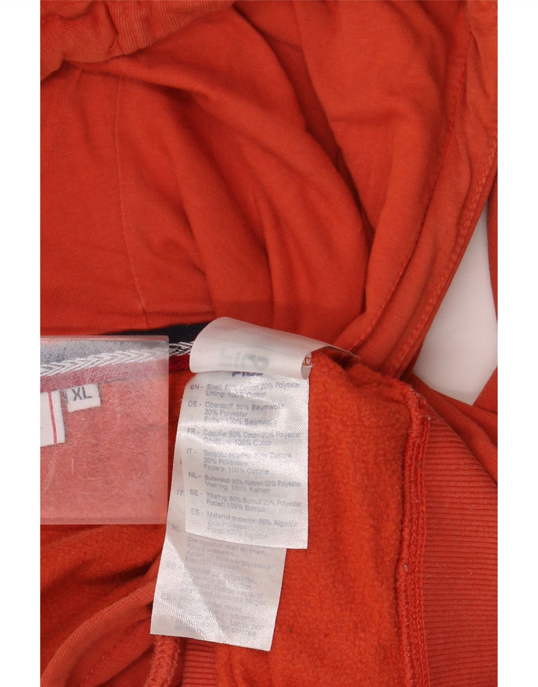 FILA Pull à capuche graphique pour homme XL Orange Coton