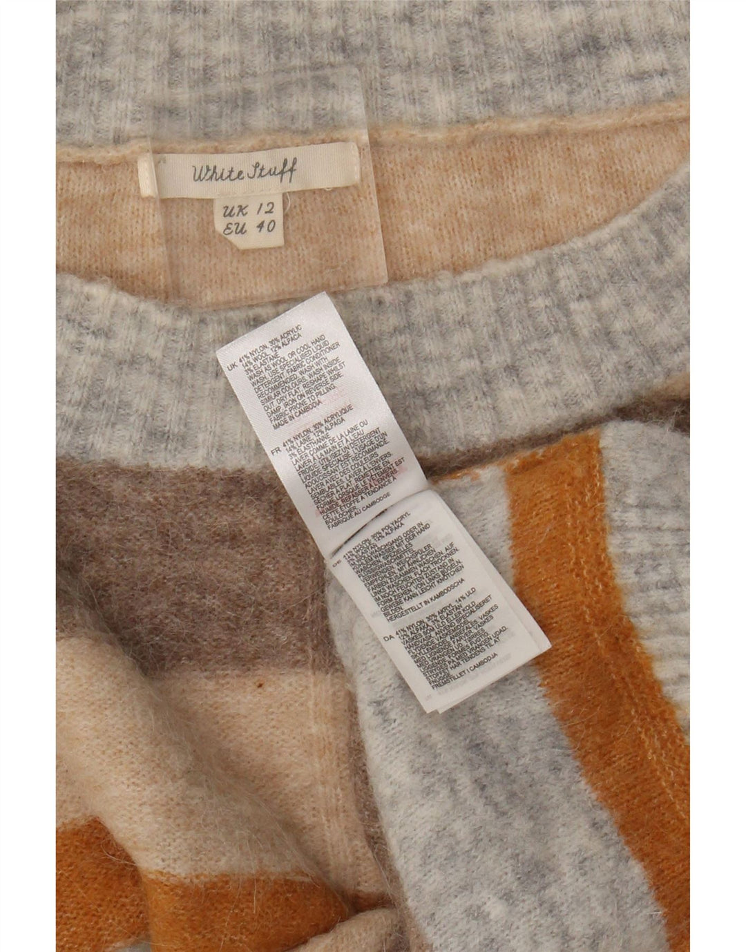 White Stuff Pull ras du cou pour femme UK 12 Medium Multicolore