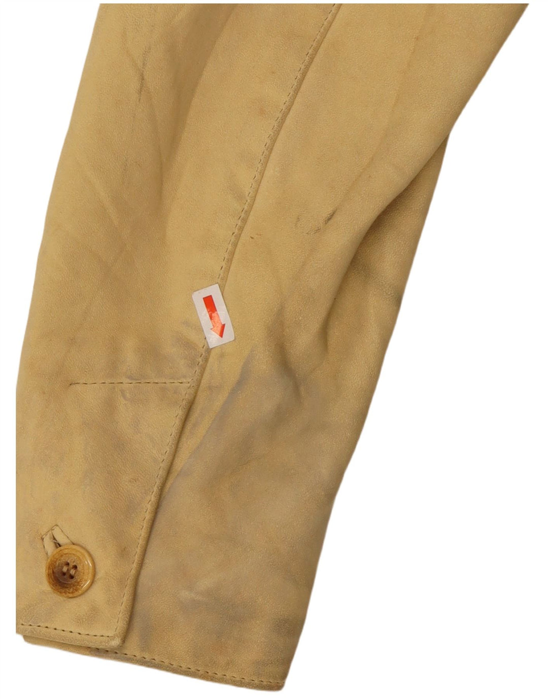 vintage Femme 3 Boutons Veste Blazer En Cuir UK 10 Petit Jaune