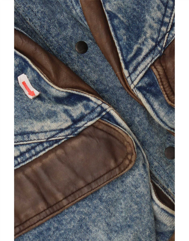 Veste en denim réversible homme vintage IT 50 Grand cuir bleu