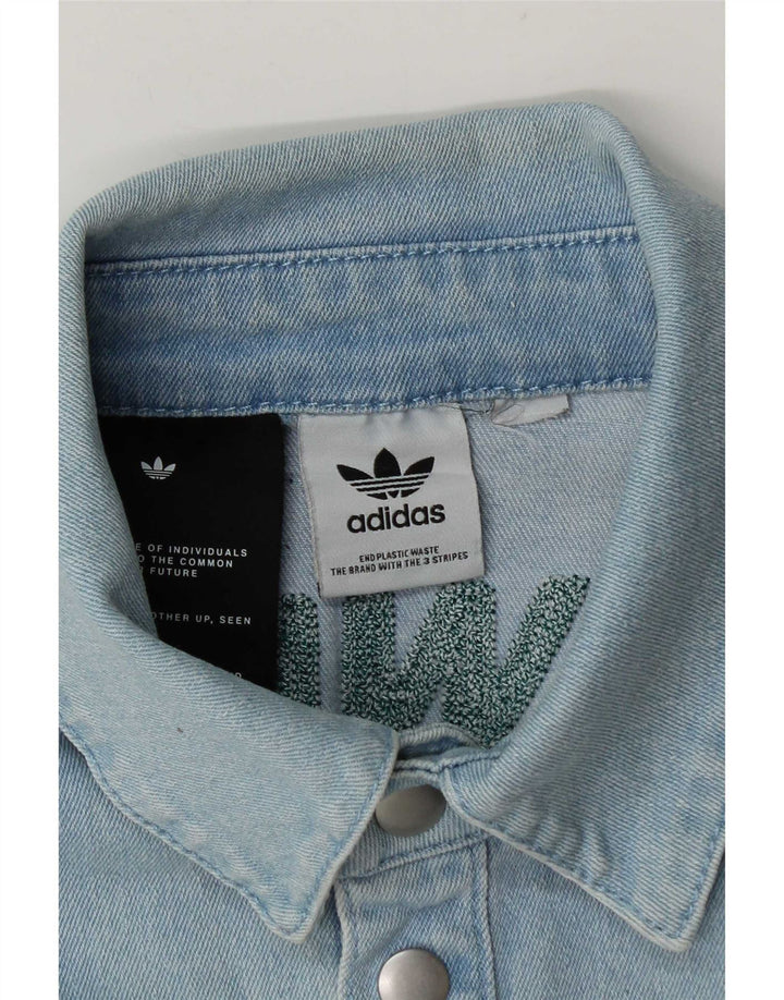 Adidas Chemise en Jean Graphique à Manches Courtes Homme Bleu Moyen