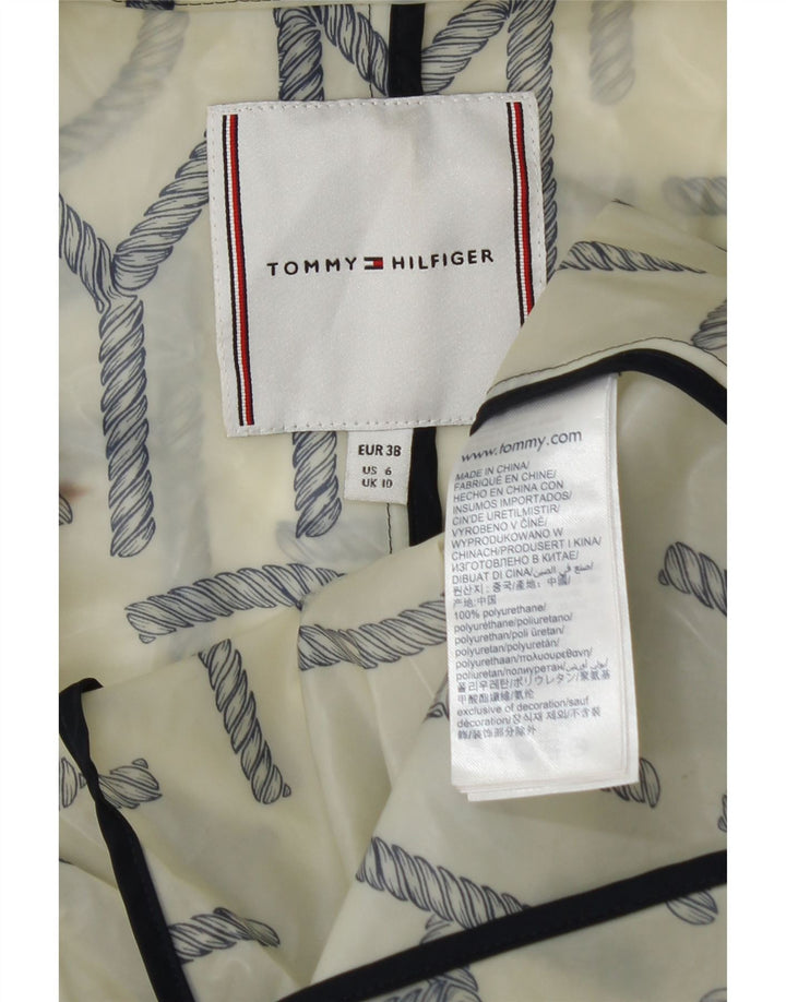 Tommy Hilfiger Manteau imperméable graphique pour femme UK 10 Small Off White Polyuréthane