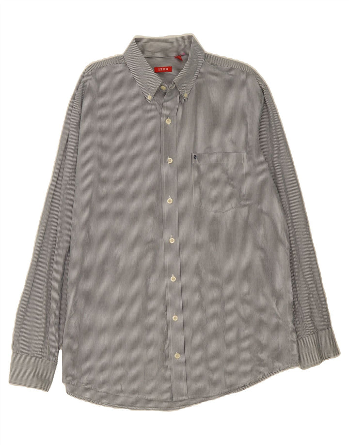 IZOD Mens Shirt Large Grey Pinstripe Cotton Vintage Izod and Second-Hand Izod from Messina Hembry 