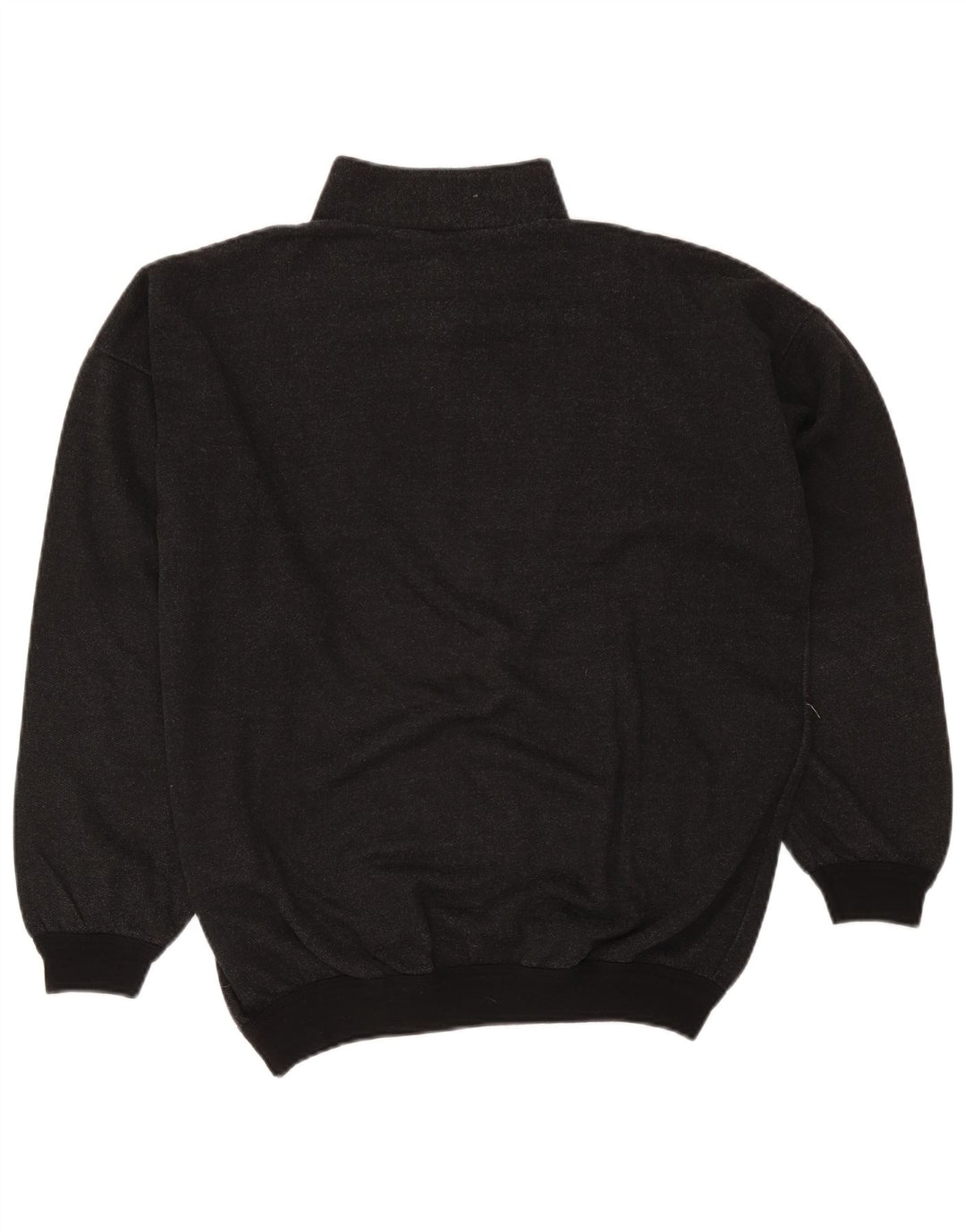 vintage Mens 1/4 Zip Sweatshirt Jumper Grand Gris Moucheté Rétro